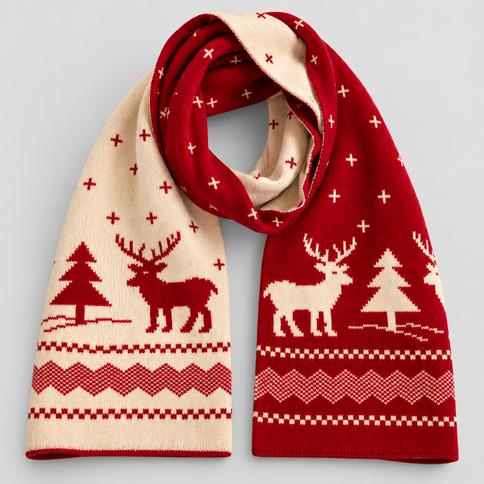 Women's reversible Nordic deer winter scarf – Covert Club product photo 1
