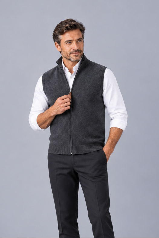 Men's Knitted Zip Up Gilet – Sleeveless Layering Vest