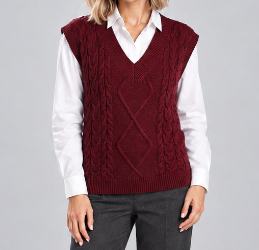 Women's Ribbed V Neck Sweater Vest – Sleeveless Knit