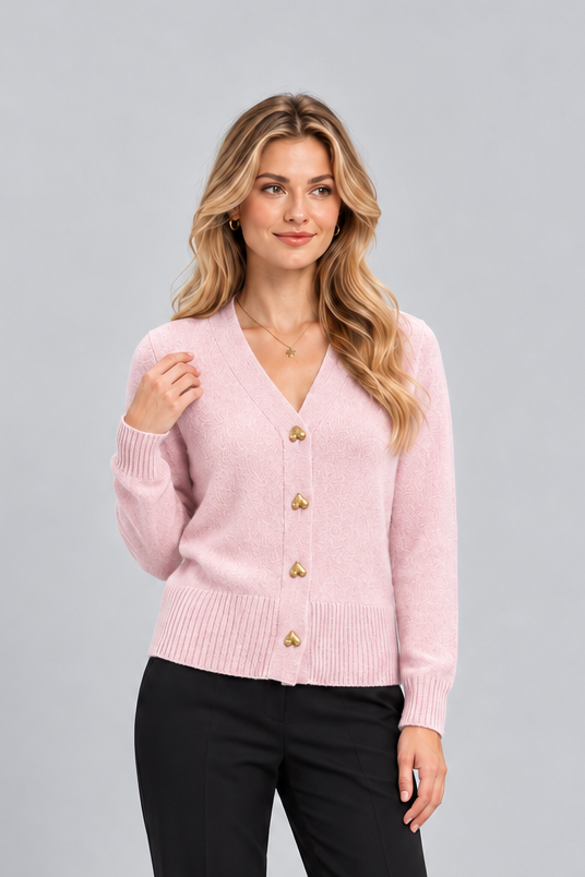 Women's Round Neck Cardigan – Classic Button Front Knit