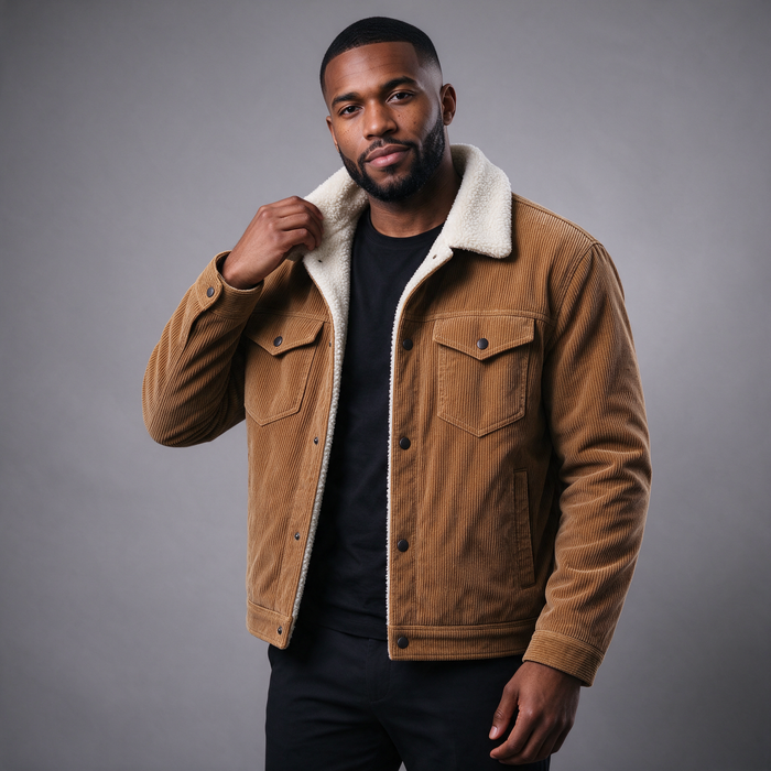 Men's Corduroy Jacket with Sherpa Collar