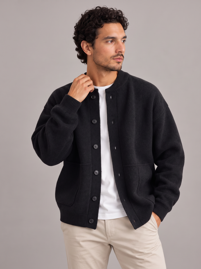 Men's Knitted Jacket – Button Cardigan with Pockets