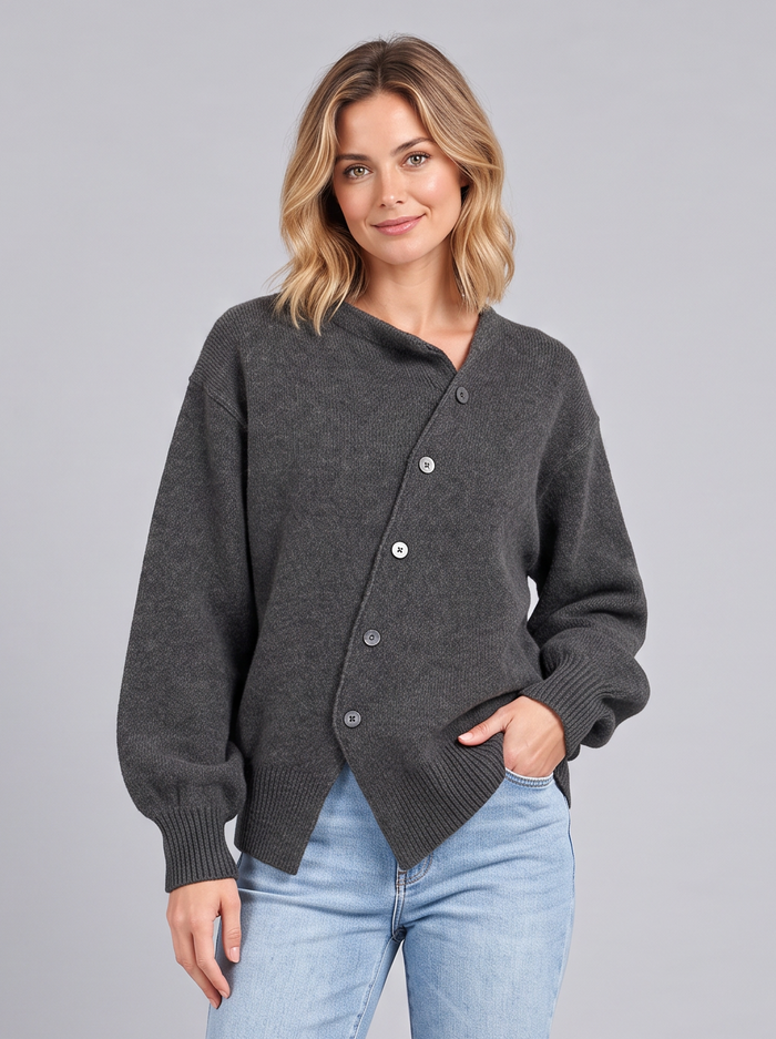 Women's 100% Cashmere Jumper – Asymmetric Button Detail
