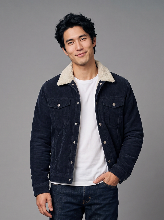 Men's Cord Trucker Jacket – Borg Collar