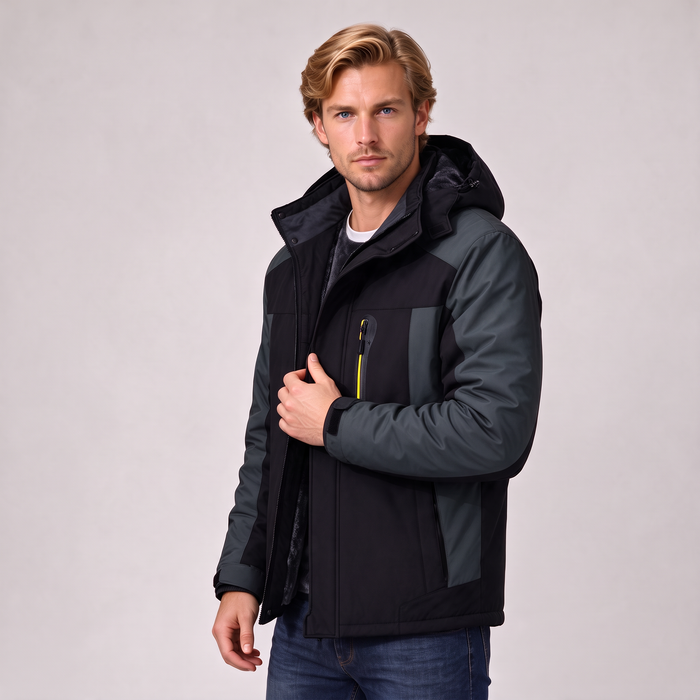 Men's Padded Winter Coat – Detachable Hood