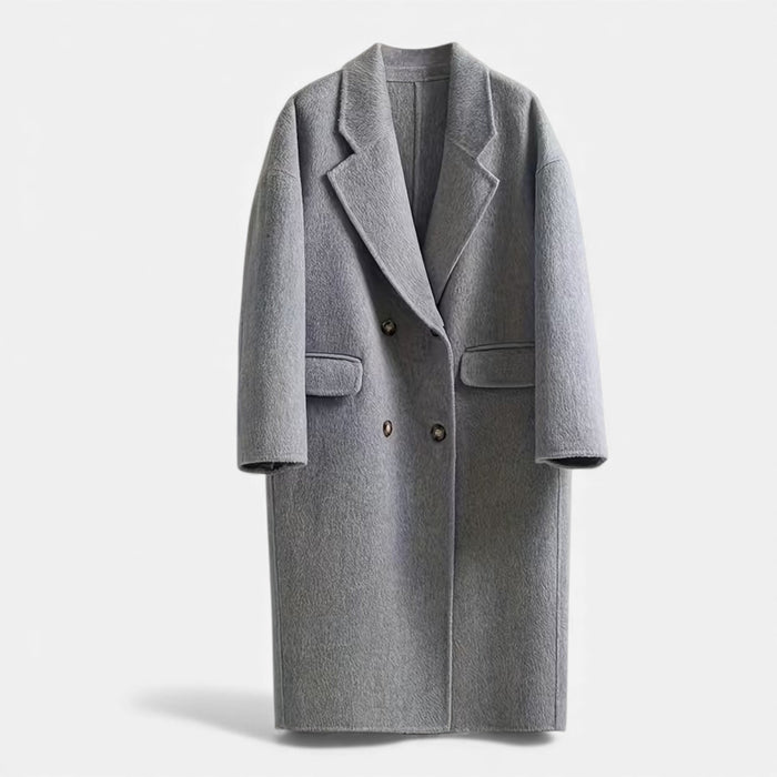 Women's Wool Blend Double Pocket Coat in Grey