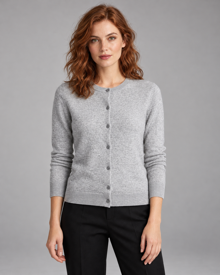 Women's Fine Knit Crew Neck Cardigan – Button Front