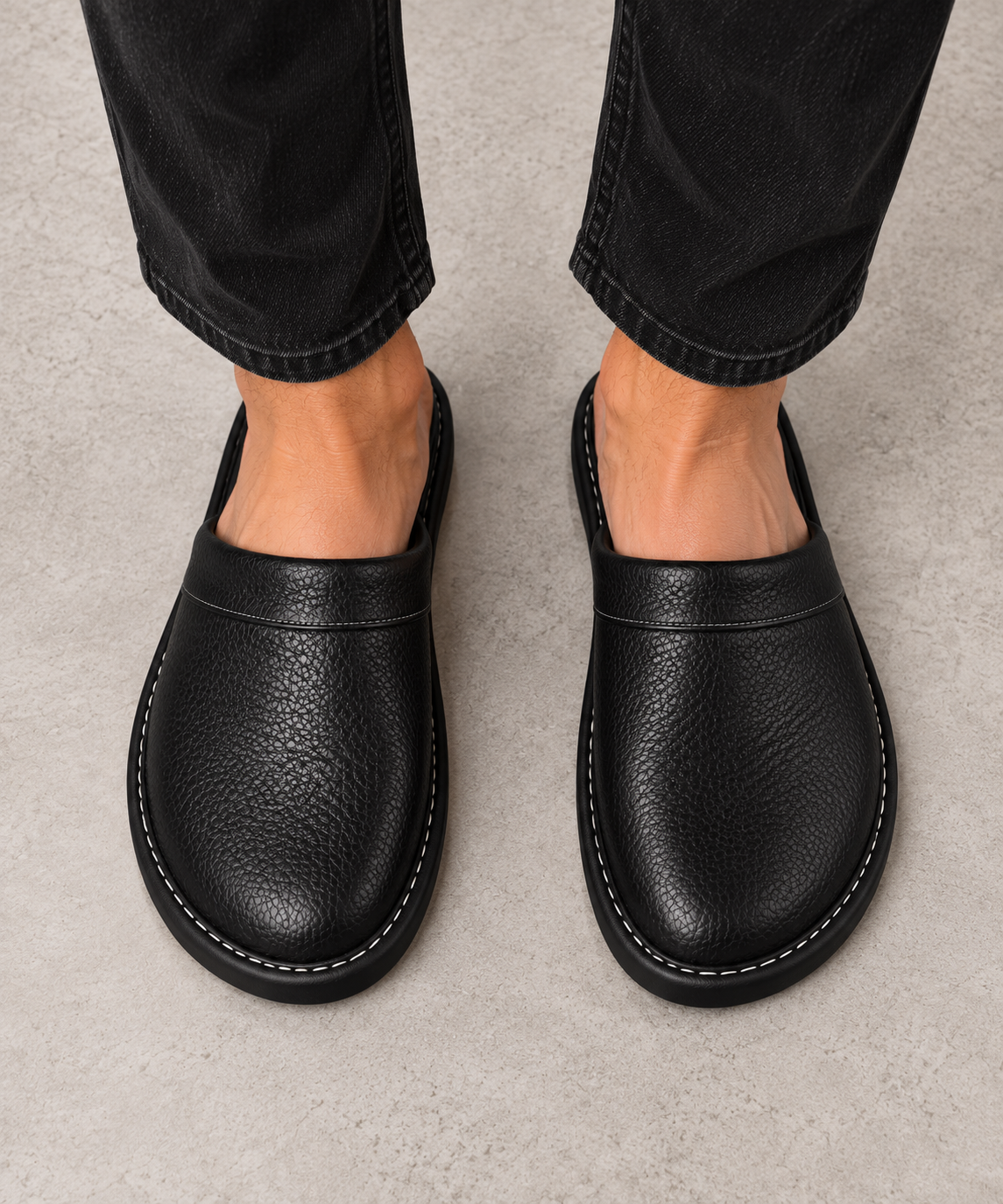 Men's Leather Slip On Slippers – Indoor Outdoor Style