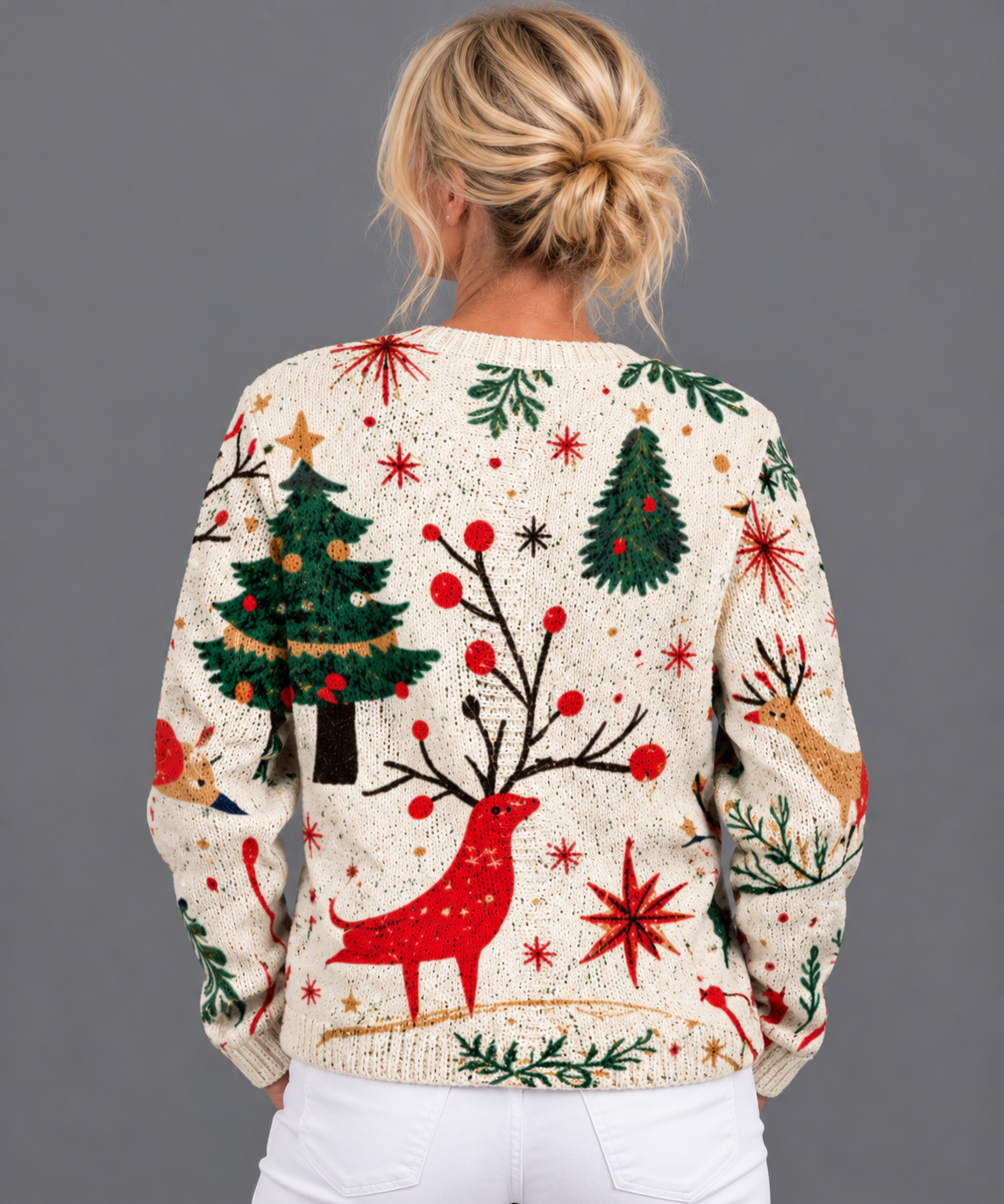 Women's reindeer and Christmas tree cardigan – Covert Club product photo 2
