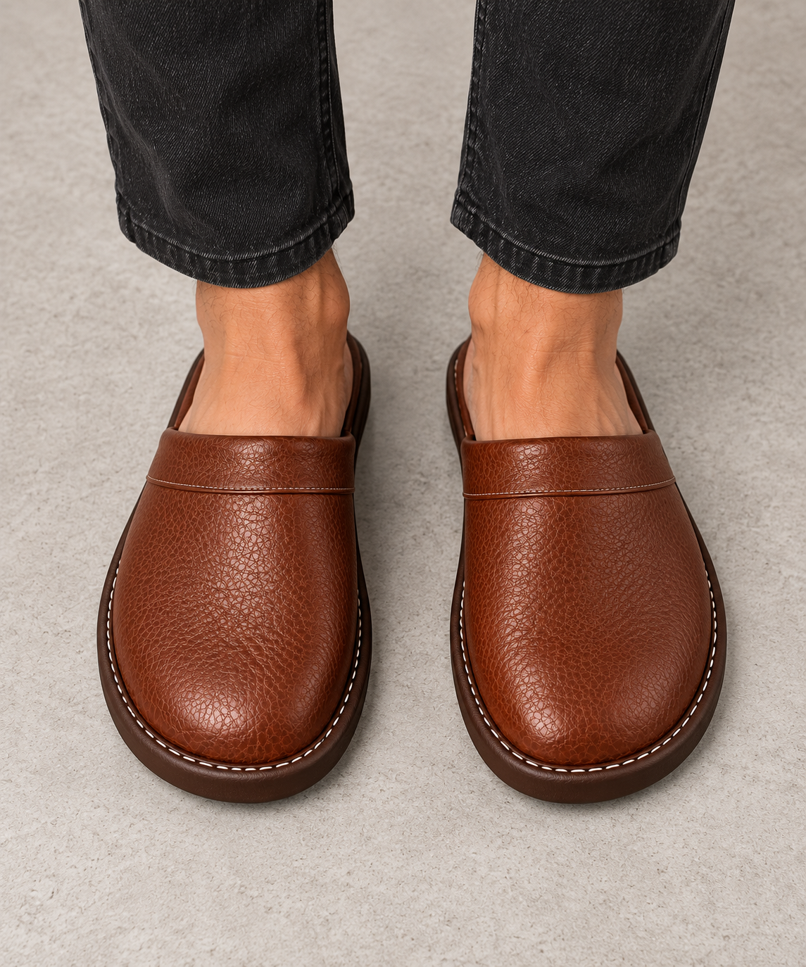 Men's Leather Slip On Slippers – Indoor Outdoor Style