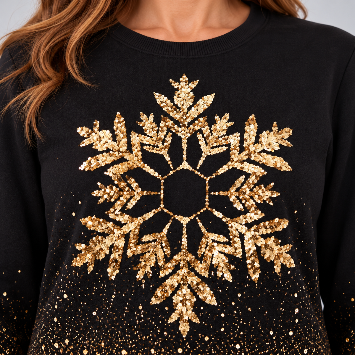 Women's sparkly gold snowflake Christmas jumper – Covert Club product photo 4
