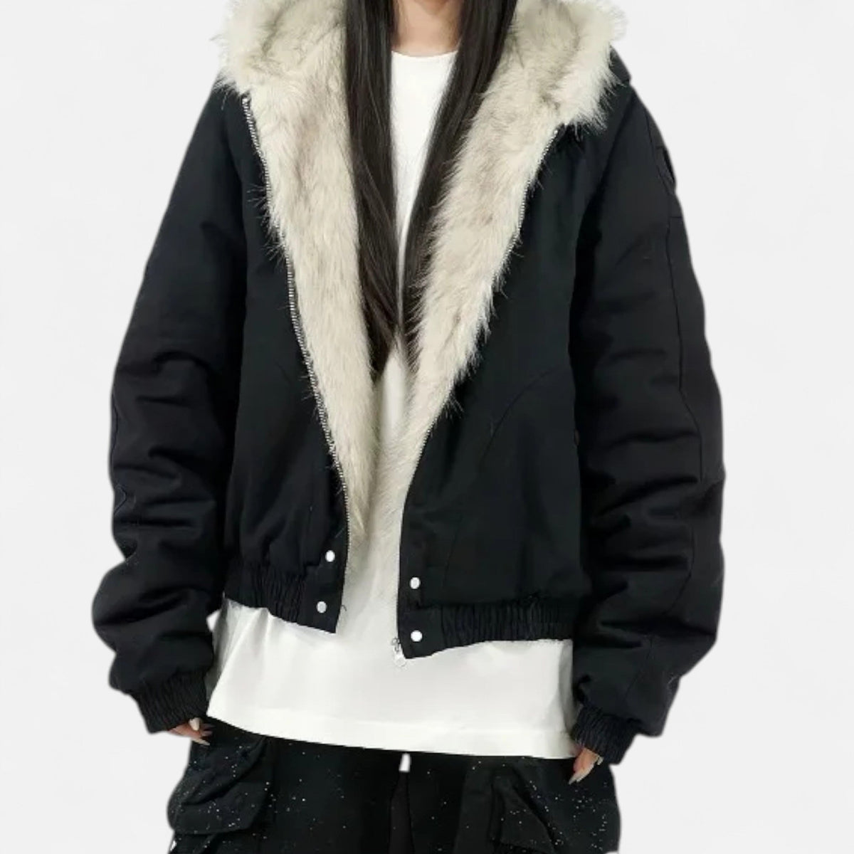 Women's Hooded Faux Fur Collar Winter Coat – image 4