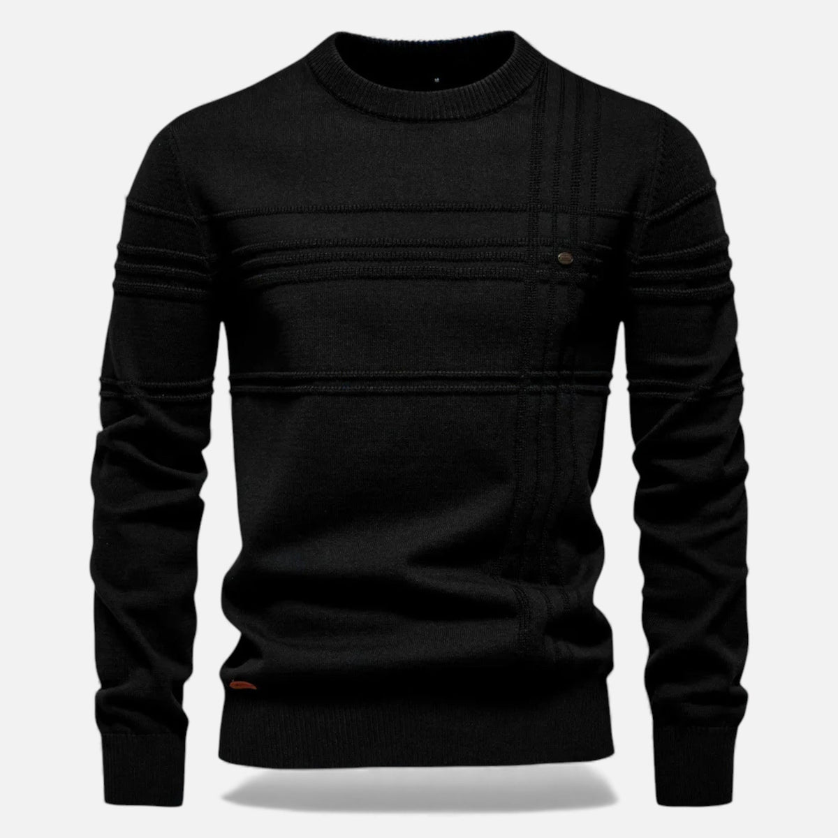 Men's Slim Fit Textured Knit Jumper in Black