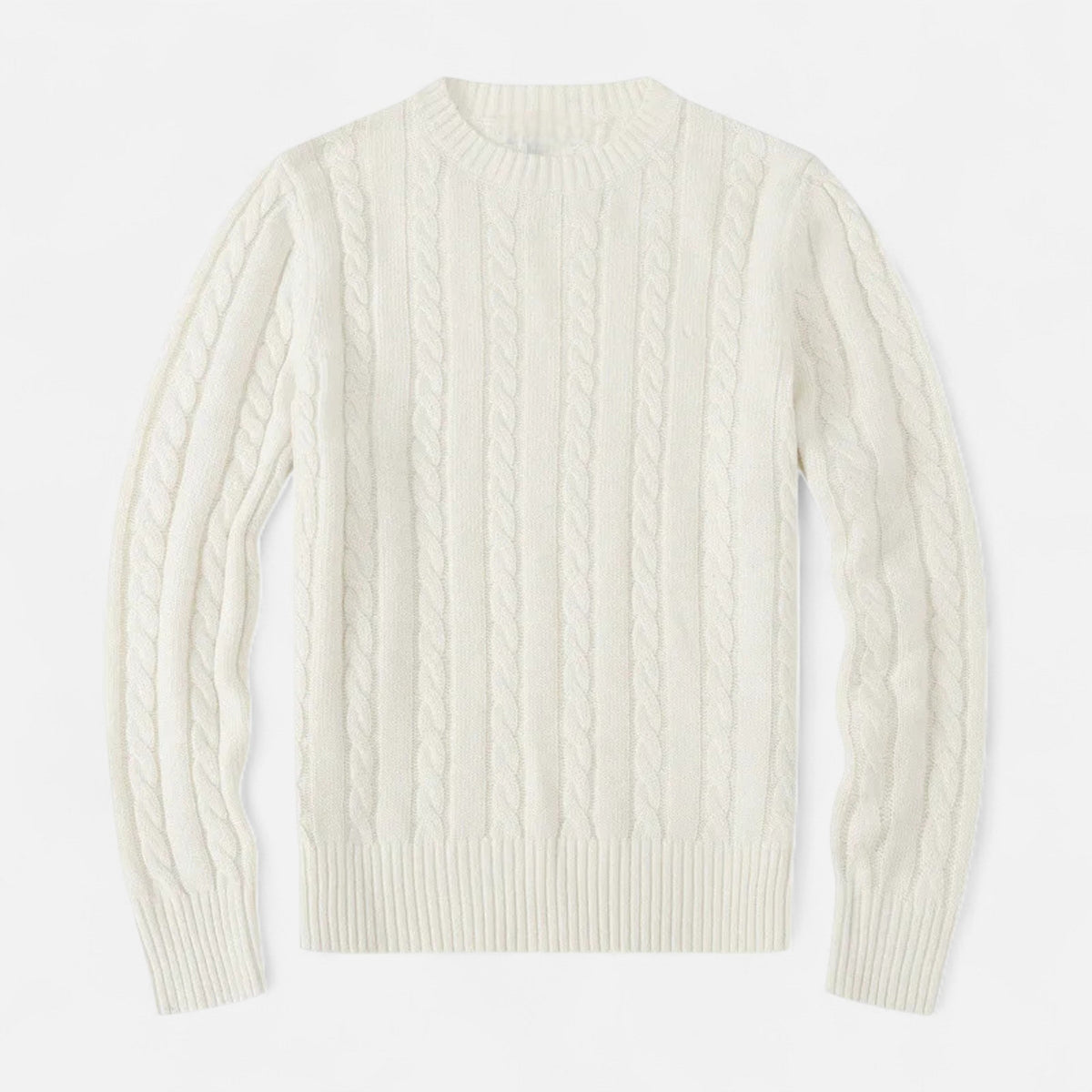 Men's Cotton Blend Crew Neck Jumper in White