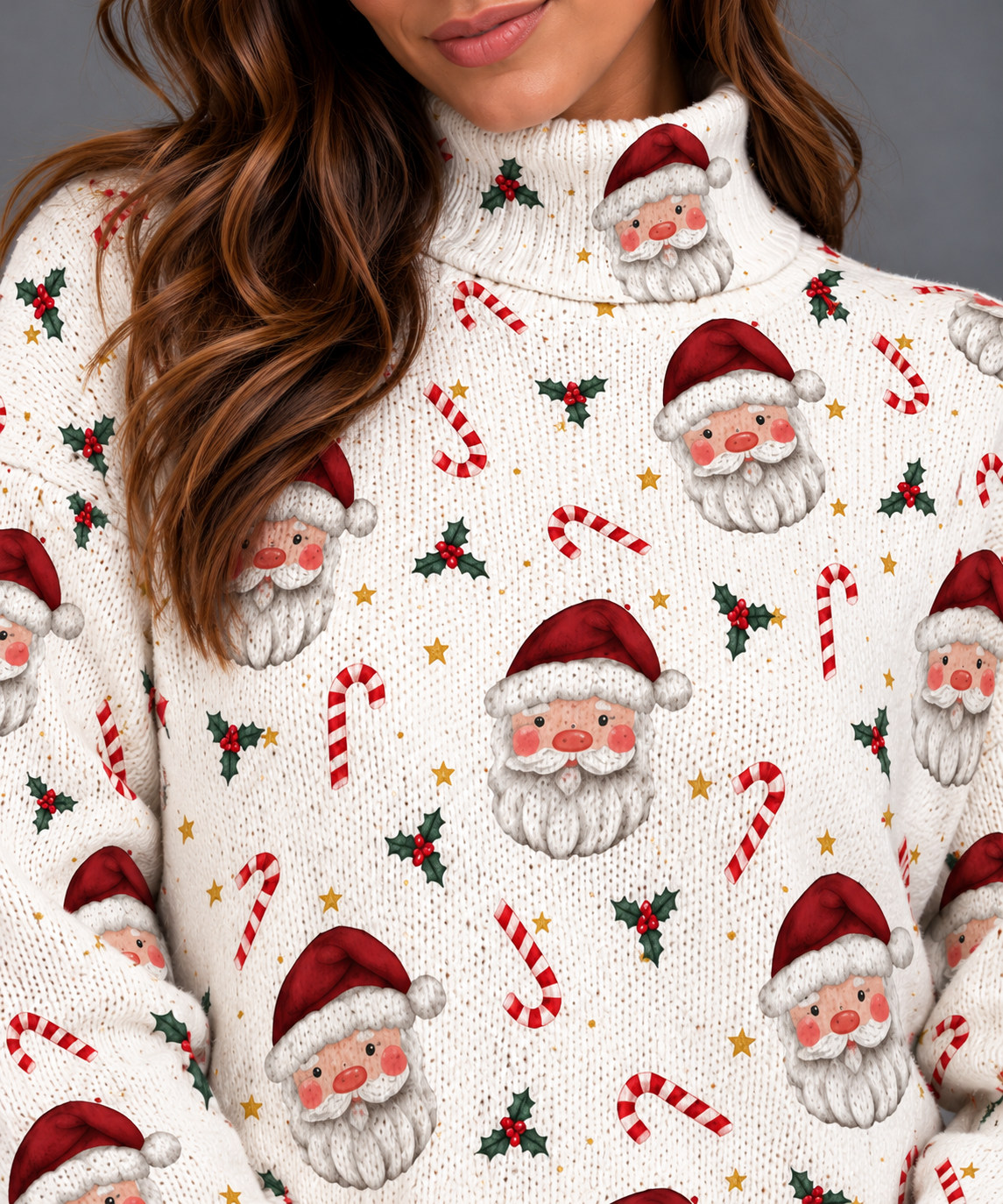 Women's Santa and candy cane mock neck jumper – Covert Club product photo 4