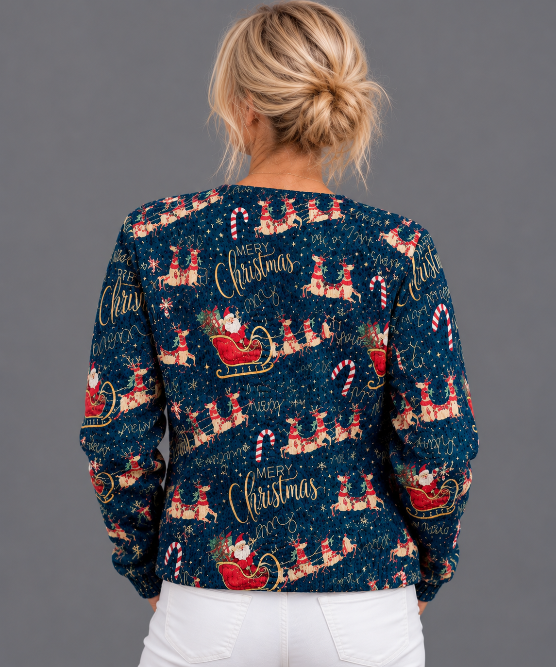 Women's Santa sleigh and reindeer cardigan – Covert Club product photo 2