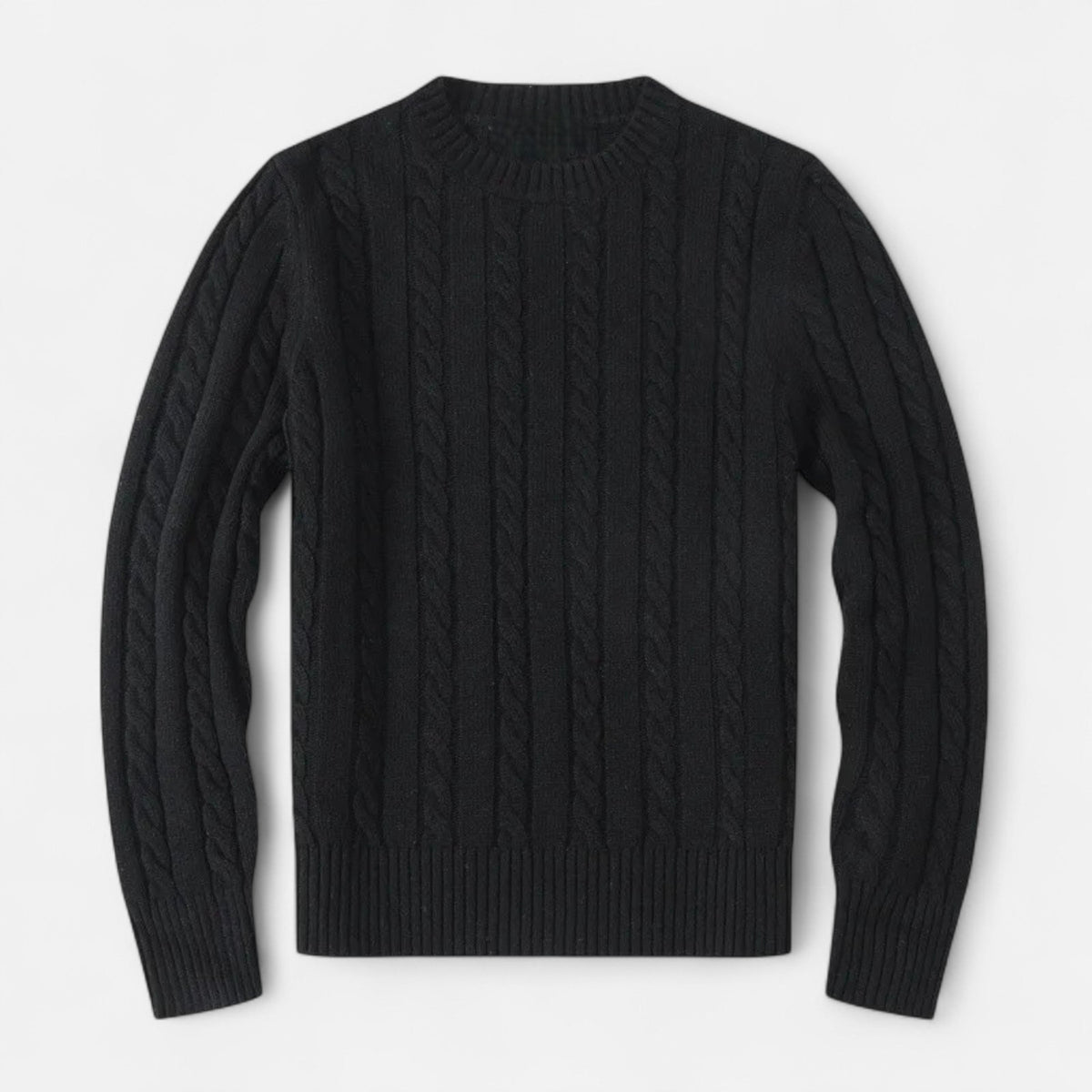 Men's Cotton Blend Crew Neck Jumper in Black