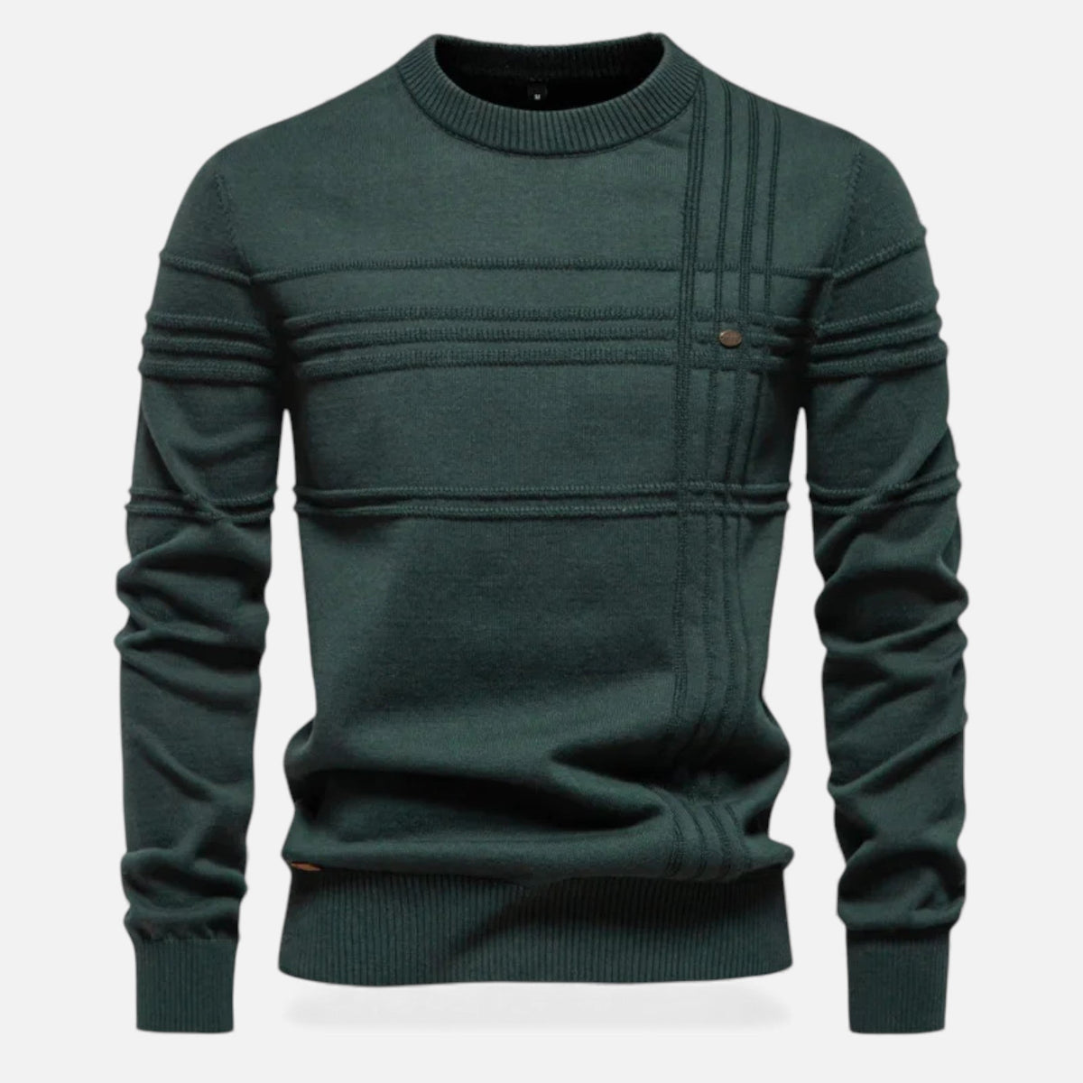 Men's Slim Fit Textured Knit Jumper in Dark Green