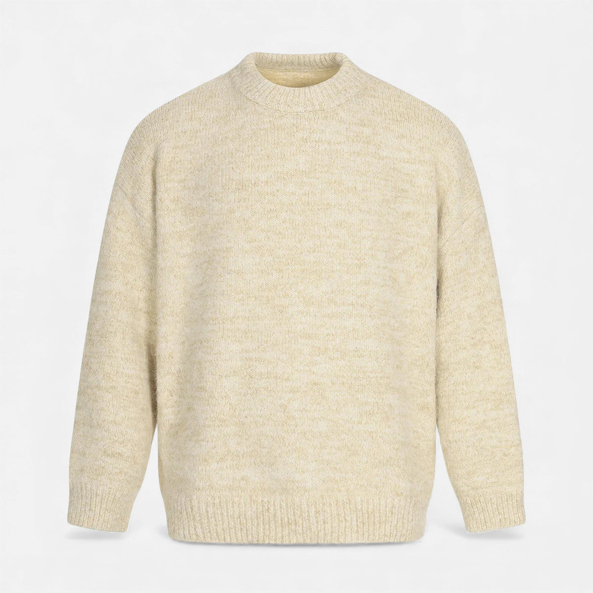 Men's Wool-Look Crew Neck Jumper in Beige