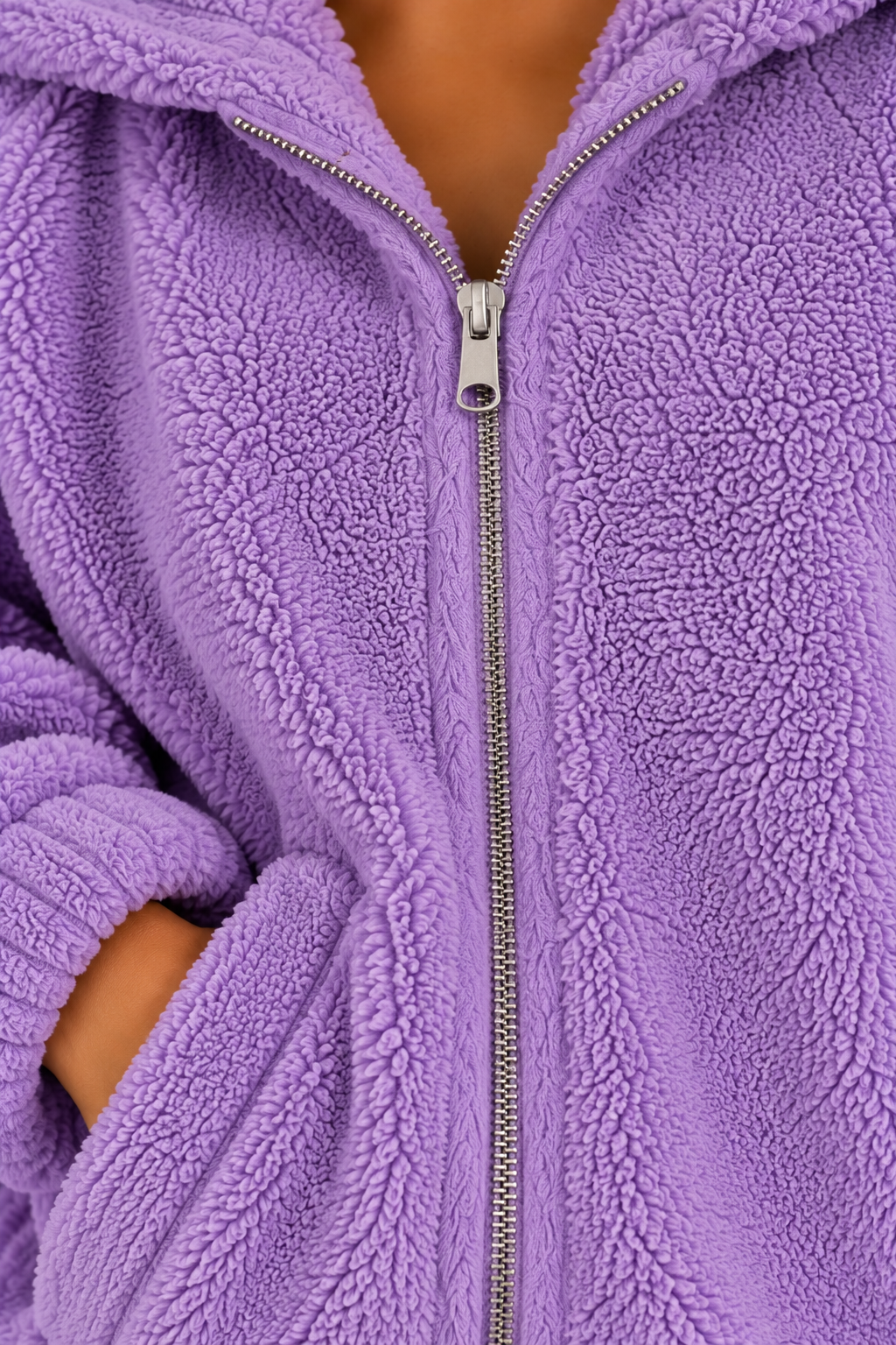 Women's Hooded Teddy Fleece Jacket – Longline Zip Up