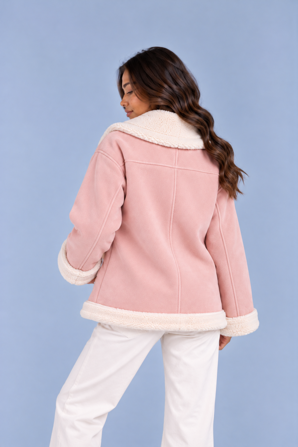 Women's Faux Shearling Aviator Jacket – Suede Look