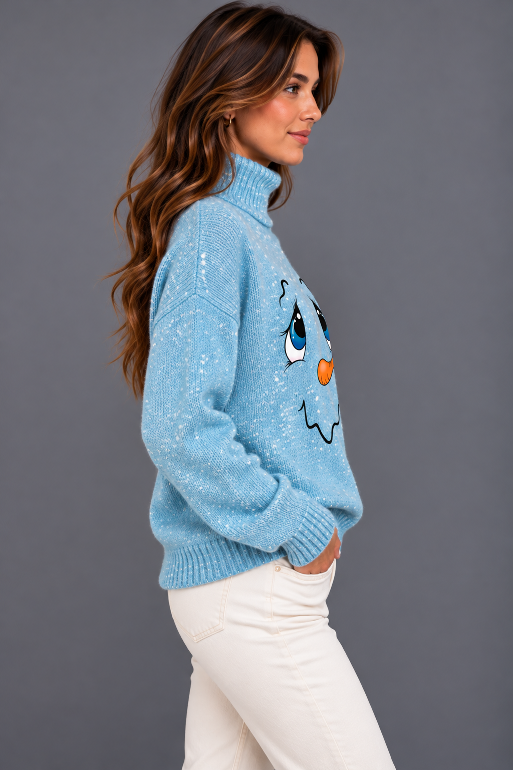 Women's snowman face high neck jumper – Covert Club product photo 2