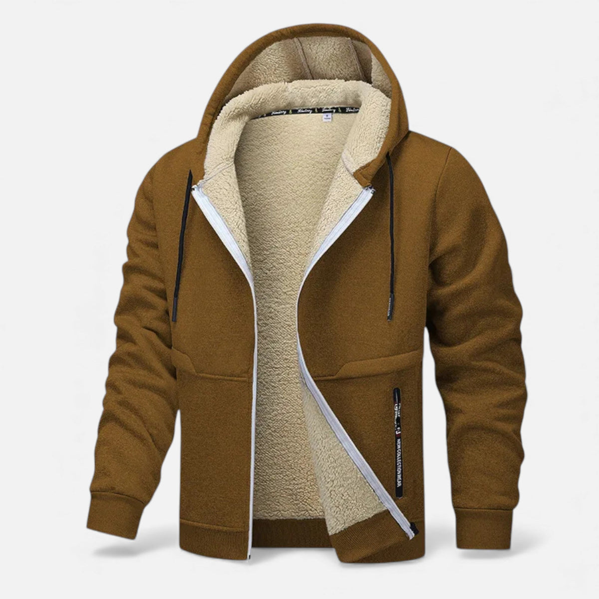 Men's Sherpa-Lined Hooded Jacket in Brown