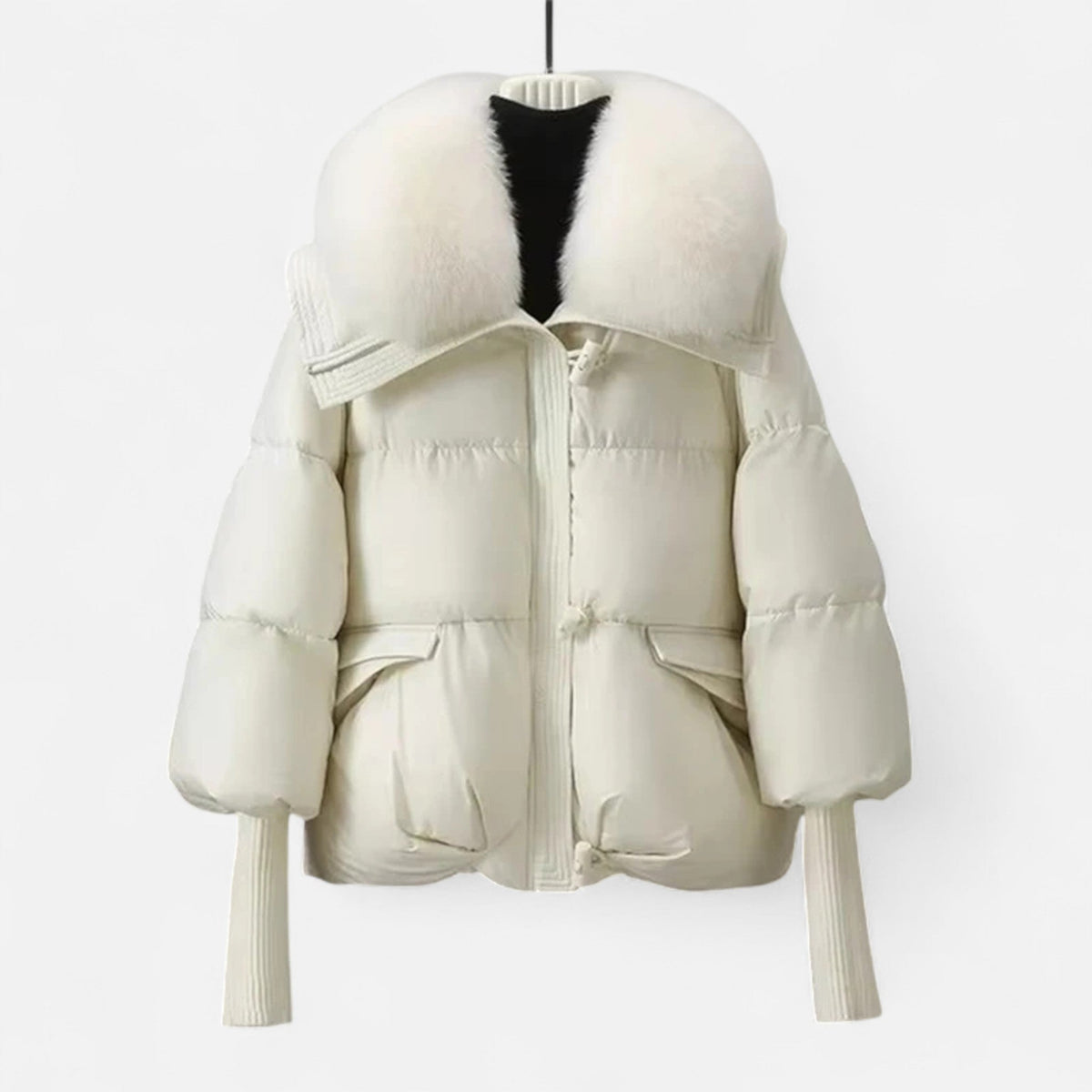 Women's Faux Fur Collar Puffer Jacket in White