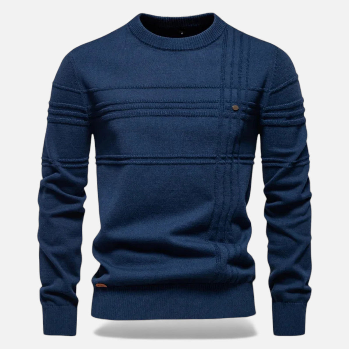 Men's Slim Fit Textured Knit Jumper in Navy Blue