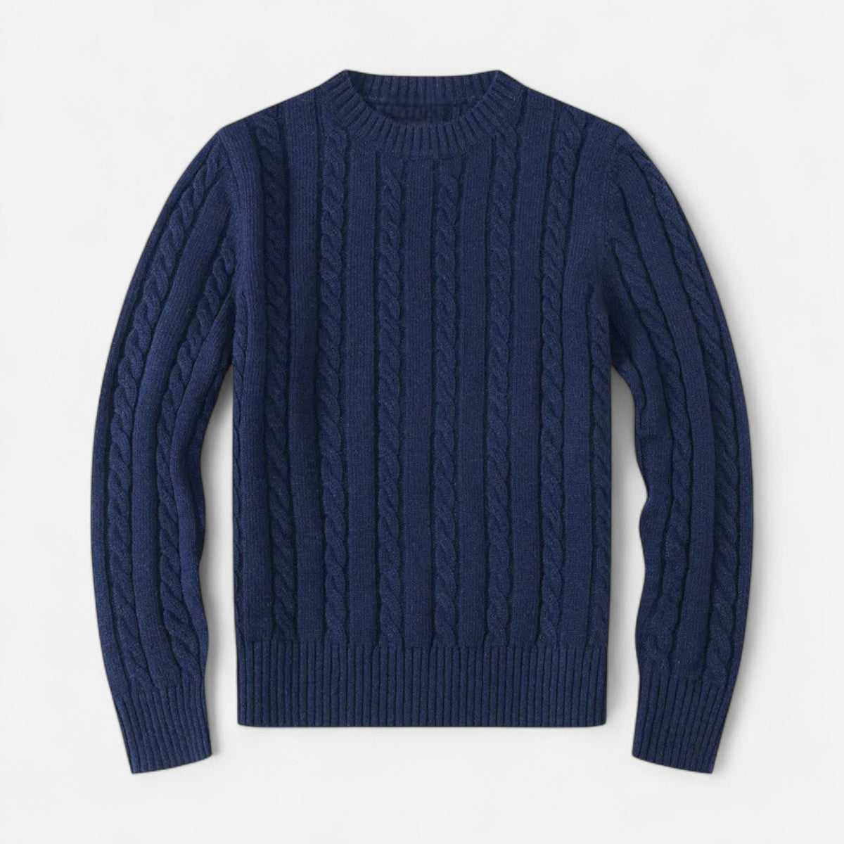 Men's Cotton Blend Crew Neck Jumper in Navy