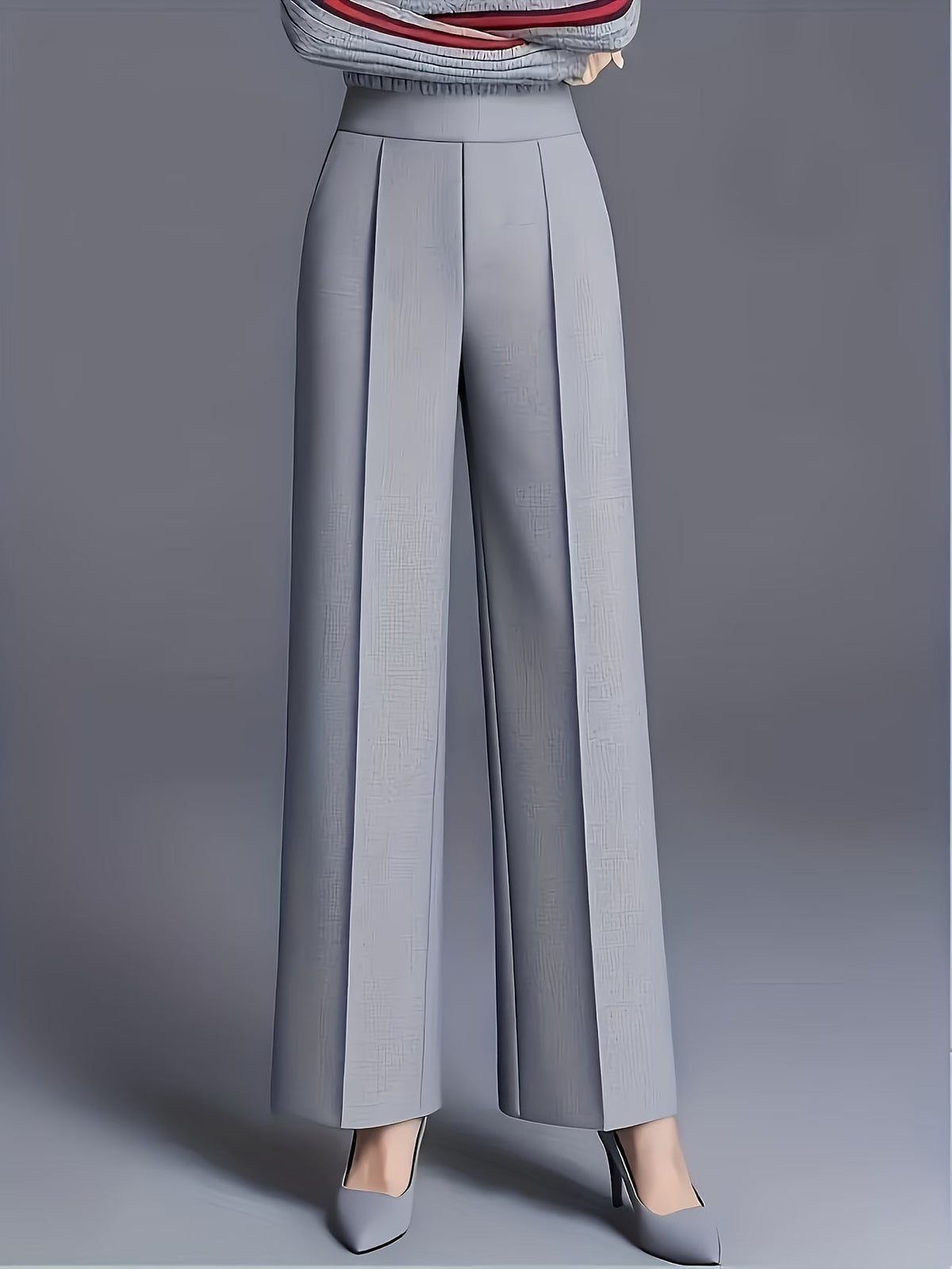 Women's High Waisted Slant Pocket Trousers in Grey
