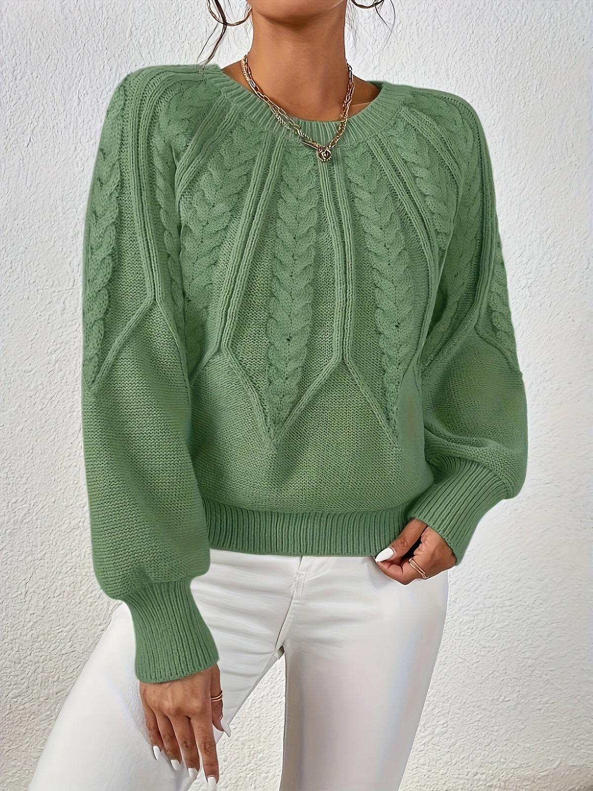 Women's Relaxed Cable Knit Sweater – view 4