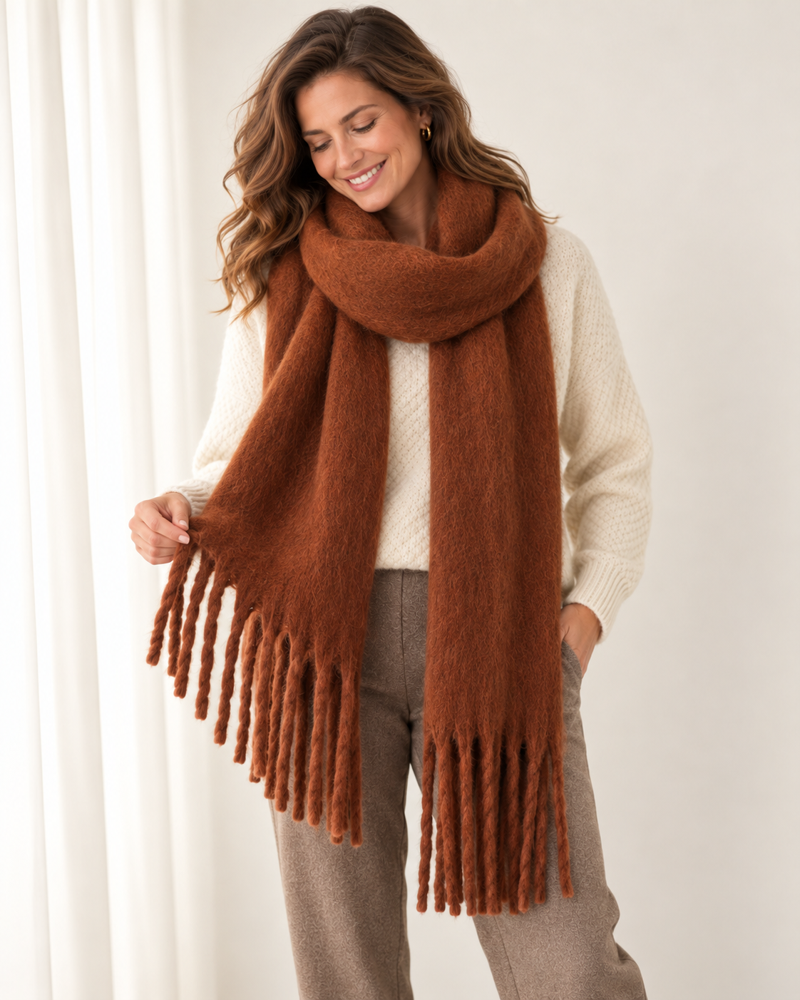 Women's Soft Cashmere Feel Scarf – Pashmina Style Winter Wrap