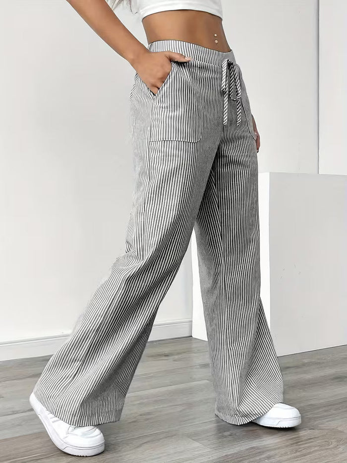 Women's Flowing Wide Leg Lounge Trousers in Grey