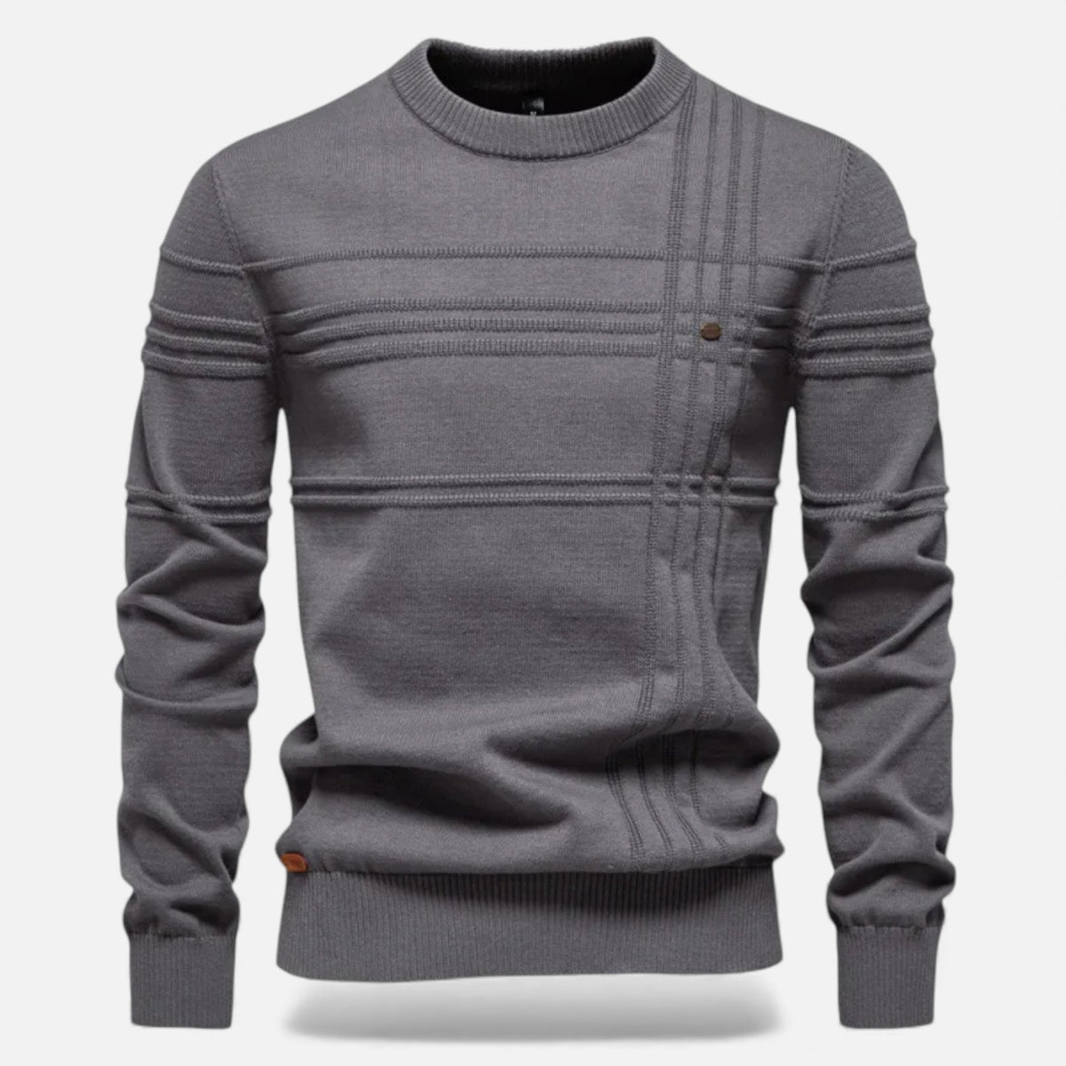 Men's Slim Fit Textured Knit Jumper in Dark Grey