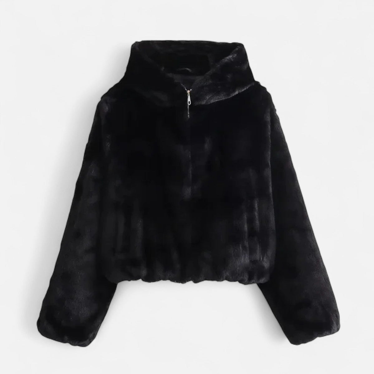 Women's Hooded Faux Fur Coat in Black