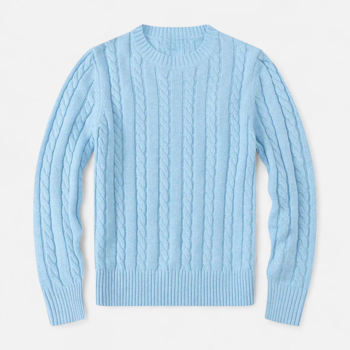 Men's Cotton Blend Crew Neck Jumper in Sky Blue