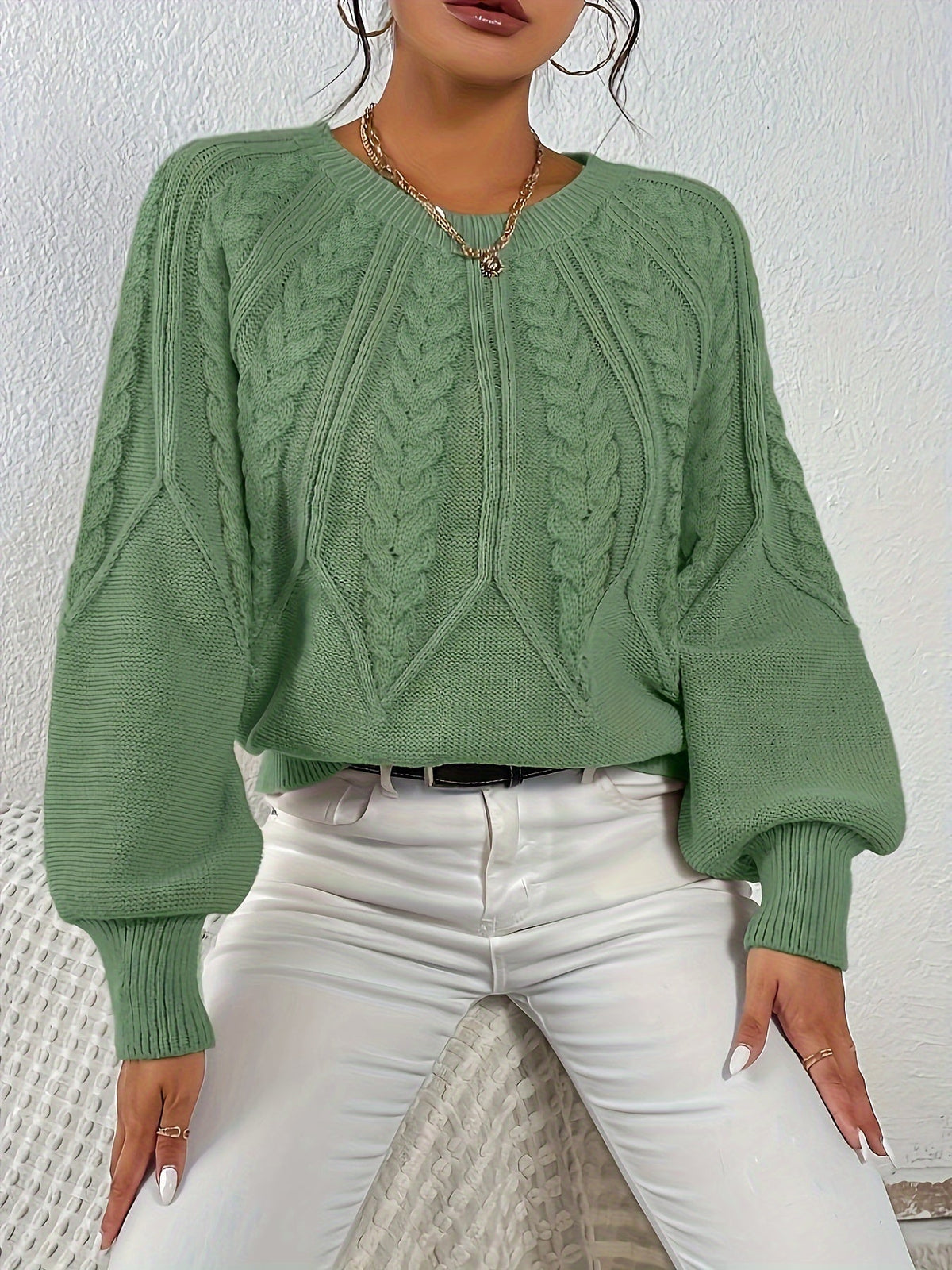 Women's Relaxed Cable Knit Sweater – view 3