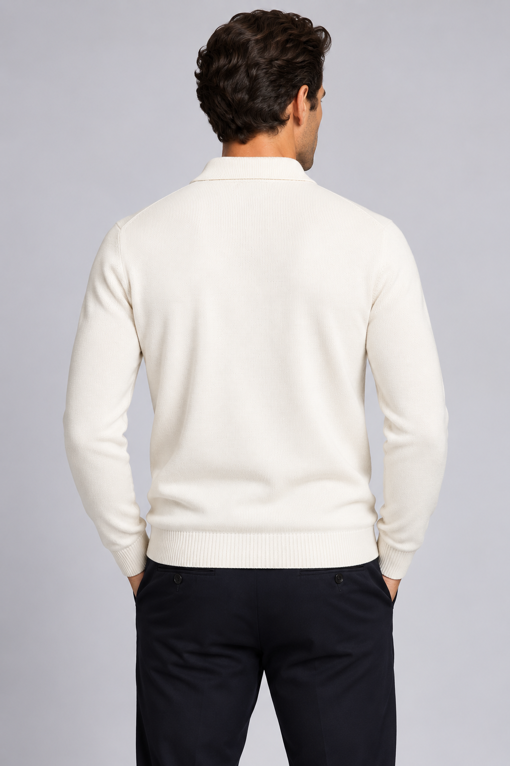 Men's Knitted Polo Jumper – Merino Wool & Cashmere Smart Jumper