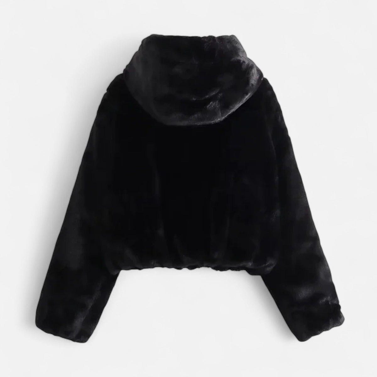 Women's Hooded Faux Fur Coat in Black – image 2