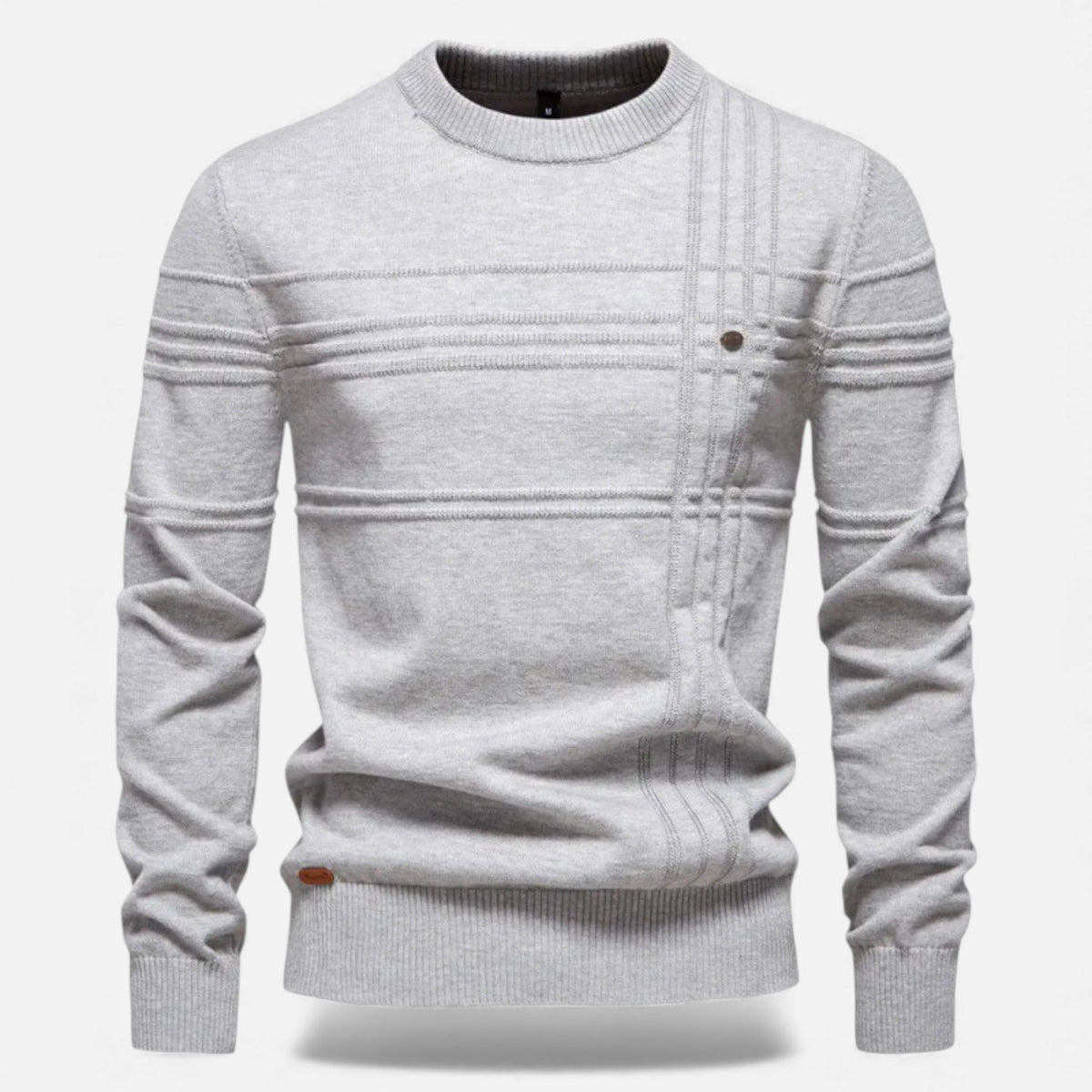 Men's Slim Fit Textured Knit Jumper in Light Grey