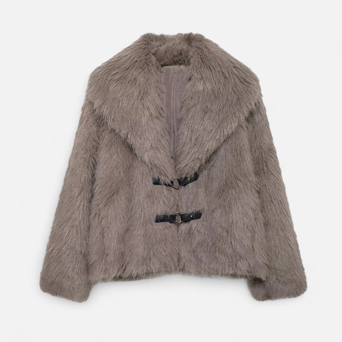 Women's Brown Faux Fur Coat in Coffee