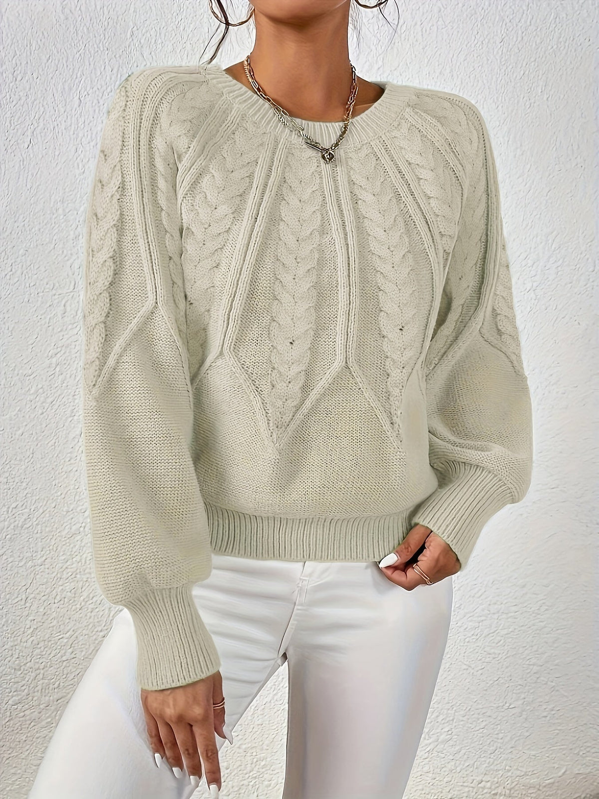 Women's Relaxed Cable Knit Sweater – view 10
