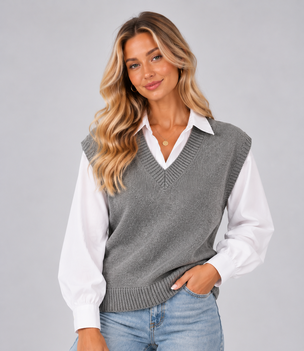Women's V Neck Knitted Sweater Vest – Relaxed Tank Top