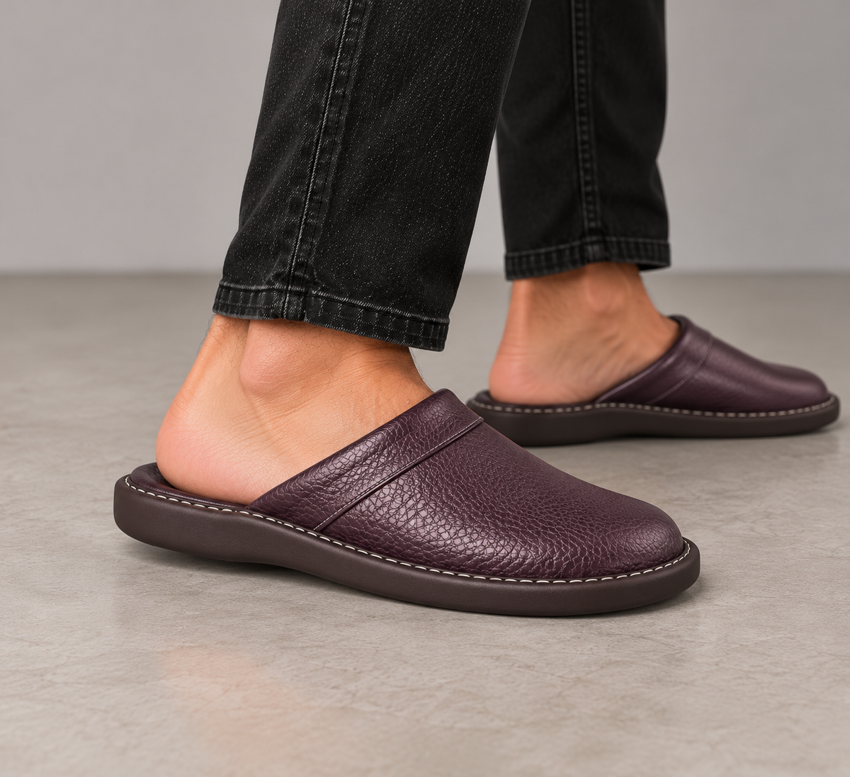 Men's Leather Slip On Slippers – Indoor Outdoor Style