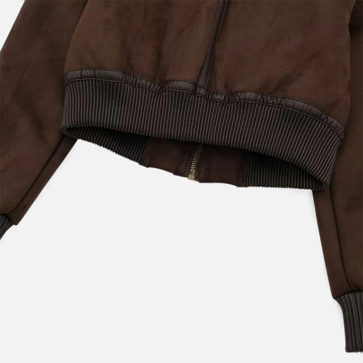 Women's Brown Bomber Jacket with Faux Fur Collar – image 6