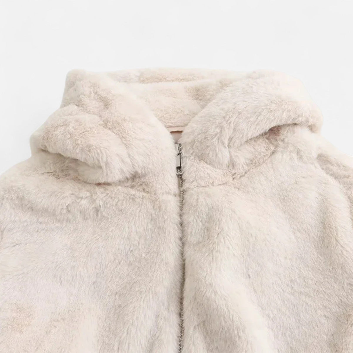 Women's Hooded Faux Fur Coat in White – image 3