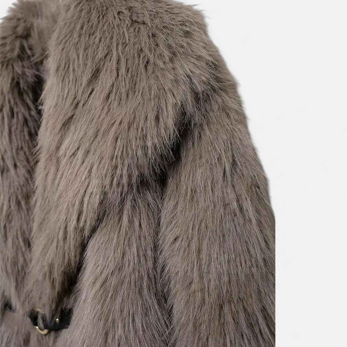 Women's Brown Faux Fur Coat in Coffee – image 3