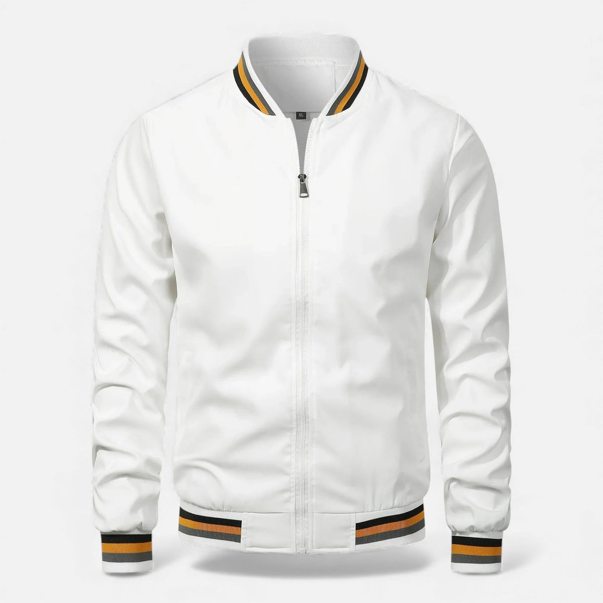 Men's Thick Padded Bomber Jacket in White