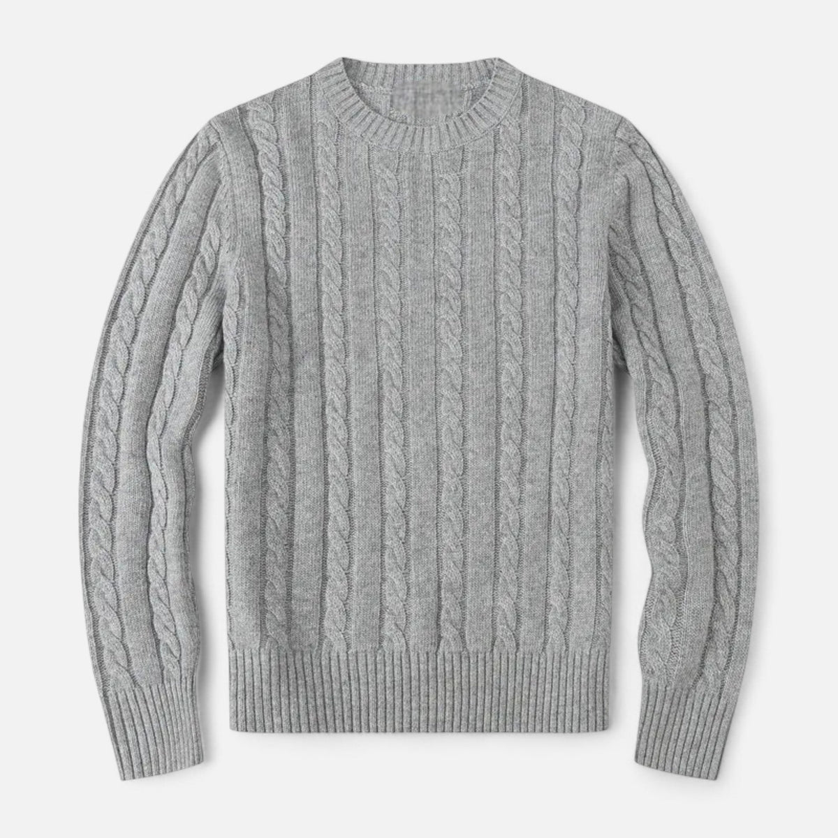Men's Cotton Blend Crew Neck Jumper in Grey